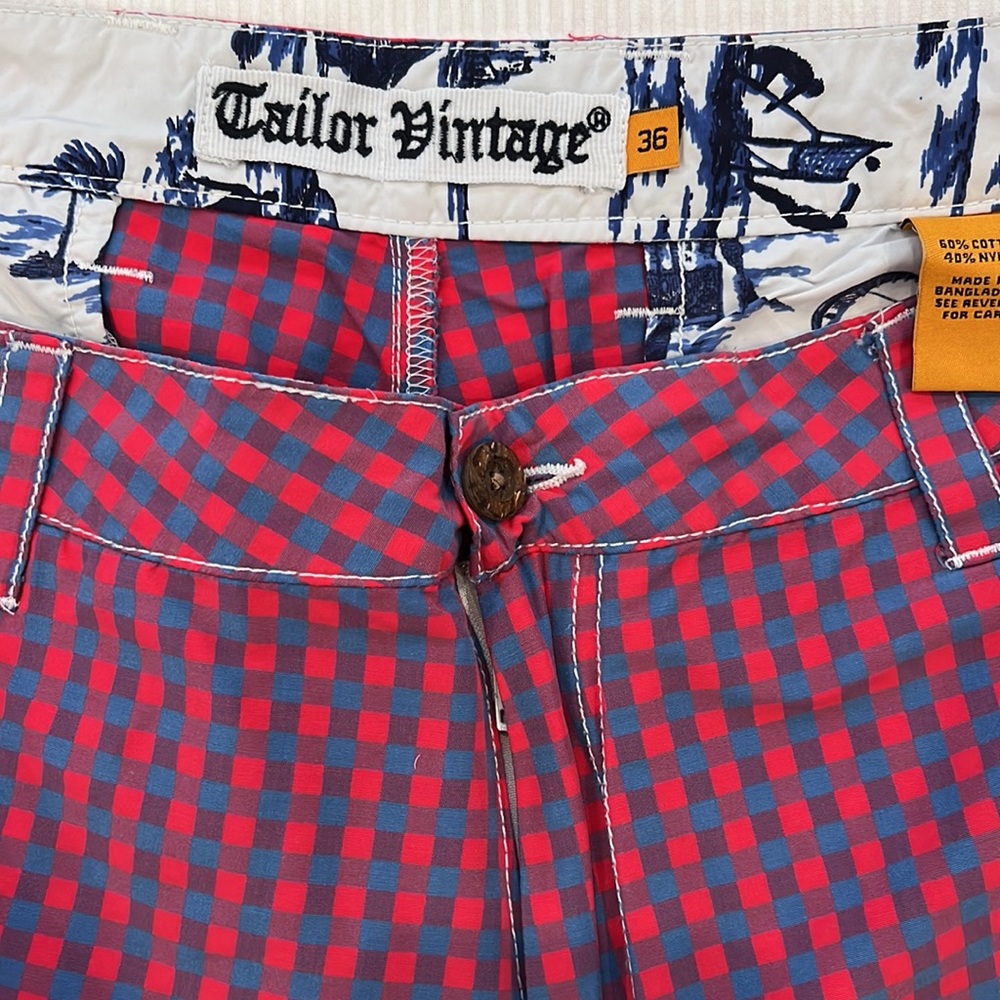 Tailor Vintage Hybrid Shorts Red/Blue Size 36 - Picture 3 of 3